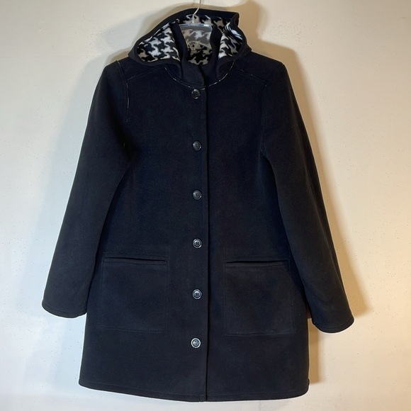 NWT. Susan Graver Weekend Houndstooth Reversible Sherpa Fleece Hooded Coat. XS - Picture 10 of 15